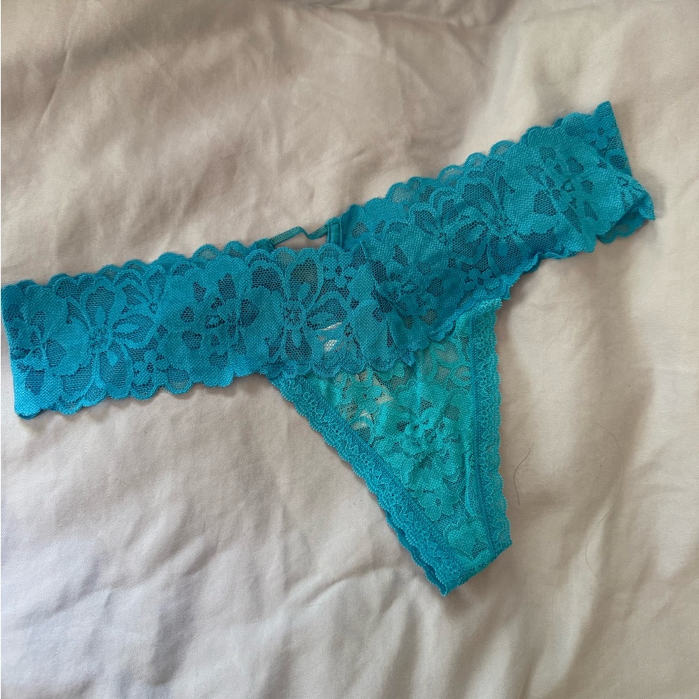 Victoria's Secret Teal Lace Thong Panty
